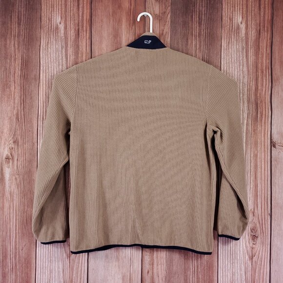 Vineyard Vines Mens Size Large Grid Fleece Full Zip Jacket Brown Whale Warm - Picture 2 of 14